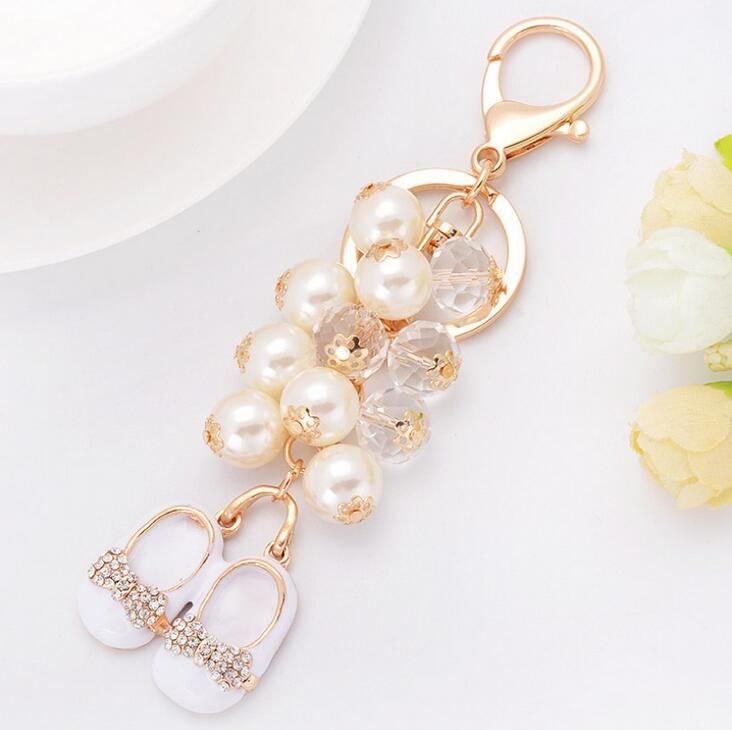 Cartoon Pearl Shoes Keychain Stylish Oreillys Key Fob Ring Pendant For