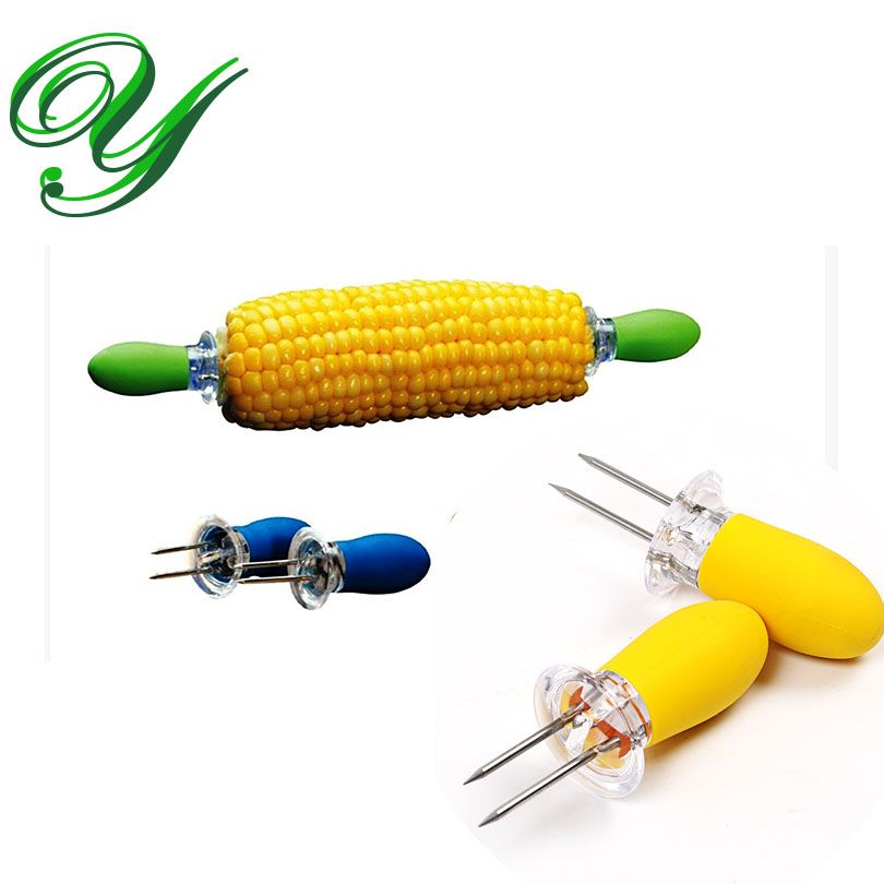 2021 Corn Cob Holders Fruit Forks BBQ Skewers Stainless Steel Corns Picks Potato Spike Good Grip