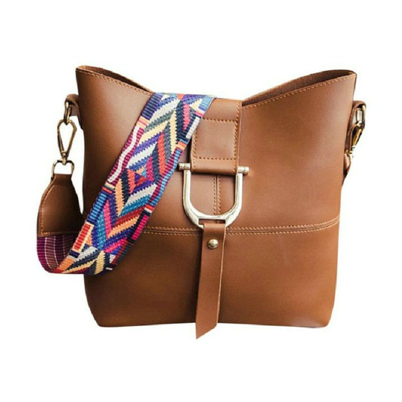 2Pcs//Set Women/'s PU Leather Shoulder Bag Messenger Satchel Tote Bucket Handbag G