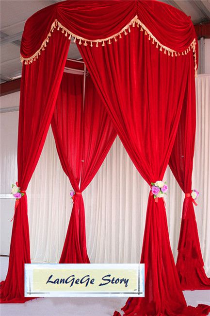 10ft Height 20ft Long New Desion Gold Velvet Wedding Ds With Top Swags Red Round Stand Curtains Backdrops For Festive Occasion Best Quality And Est Dhgate Com Desion Gold Velvet Wedding Ds, 20 Ft Curtains