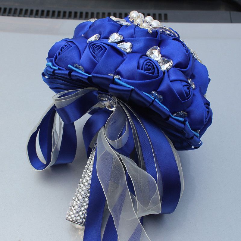 Royal Satin Wedding Flowers Decorations Crystal Pearls Bridal