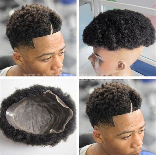 2019 Afro Curl Human Hair Toupee Black Color Short Indian Remy