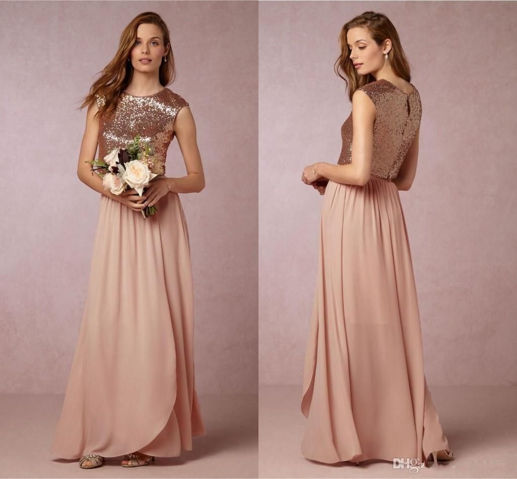 blush pink and rose gold dresses