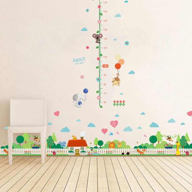 Animals Height Measurement Growth Chart PEEL and STICK Removable Vinyl Wall Sticker Mural Decal Art