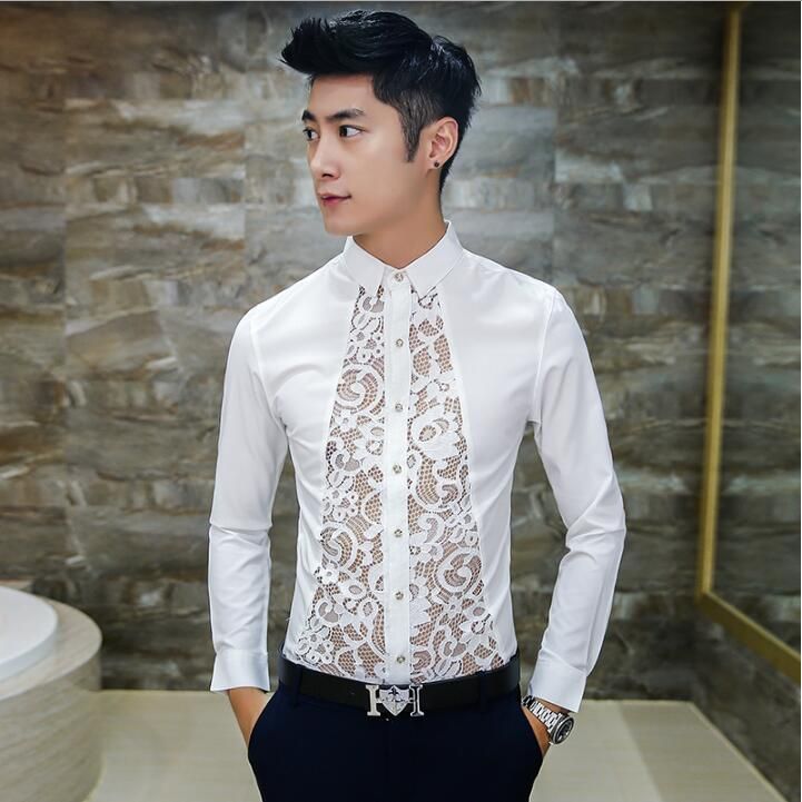 mens sheer white dress shirt