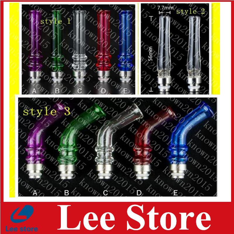 Pyrex Glass 510 Ego Drip Tips Long Drip Tip Covers Bend Mouthpiece Colorful Curved Driptip