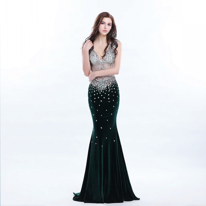 Lentejuelas brillantes Profundo escote en v Elegante vestido de gala Sin espalda con espalda Vestidos de Lentejuelas brillantes Profundo escote en v Elegante vestido de gala Sin espalda con espalda Vestidos de