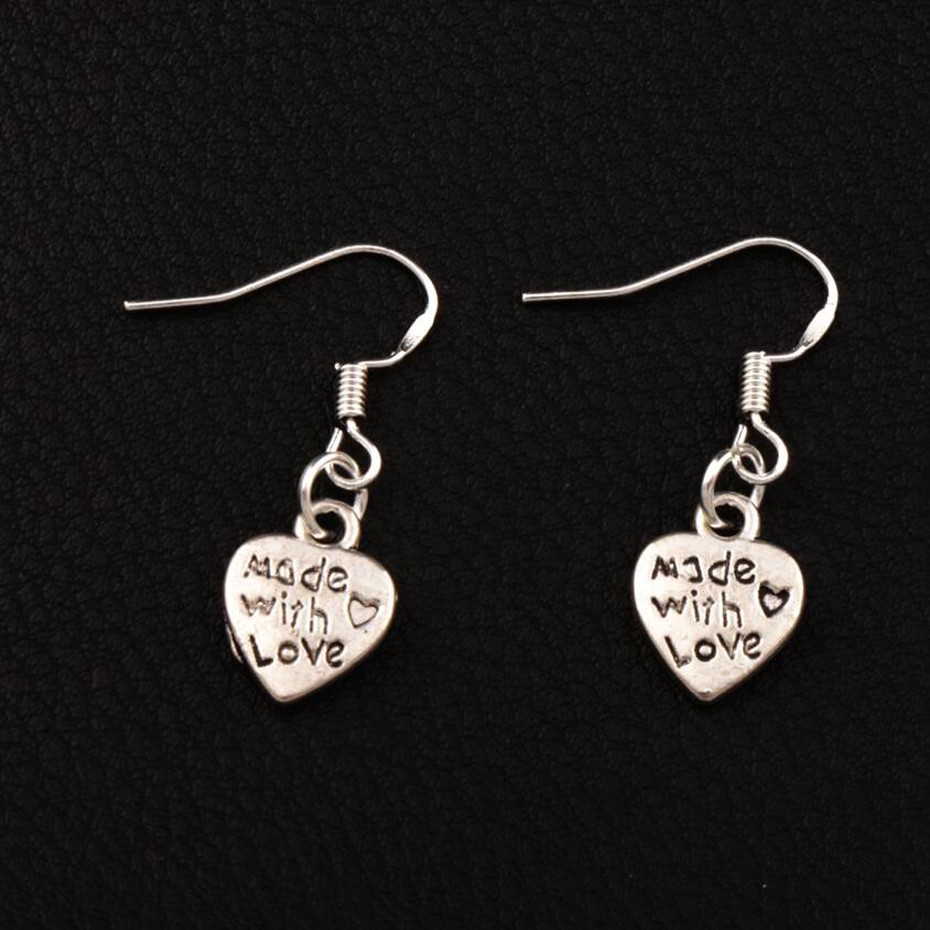 20 x Antique Silver Chandelier Heart Earring Hook Findings Earring Hoops