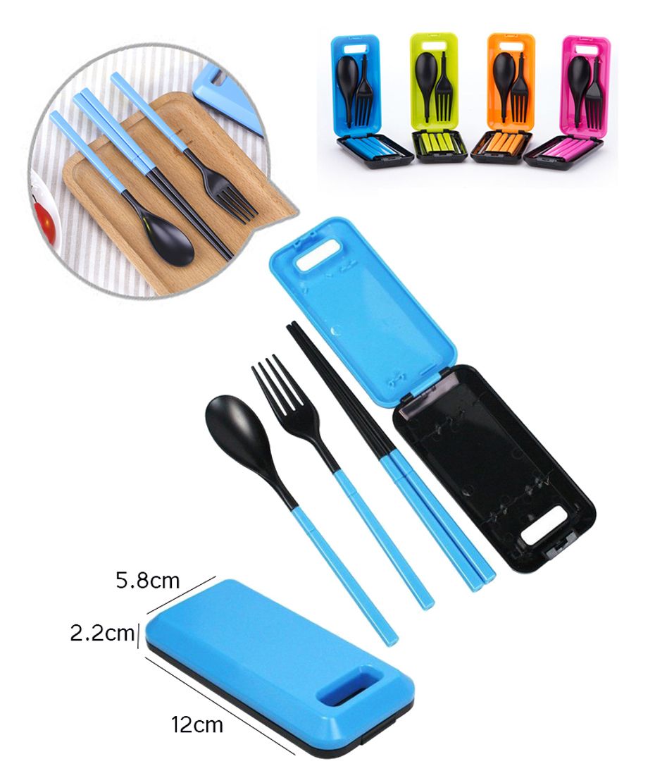 Portable Folding Travel Dinnerware Set Fashion Plastic Cutlery Fork Sets For Adult Kids Camping