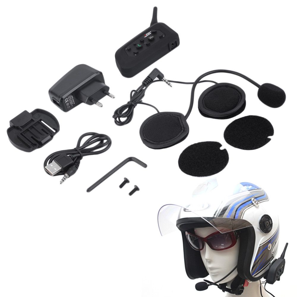 V6 1200M 6 Riders Motorcycle Helmet Bluetooth Intercom Headset Interphone Radio