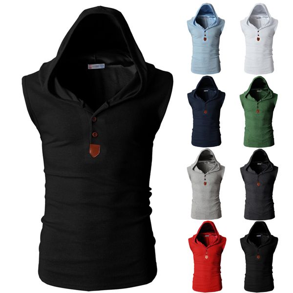 Sleeveless t shirts for men with cap Clearance