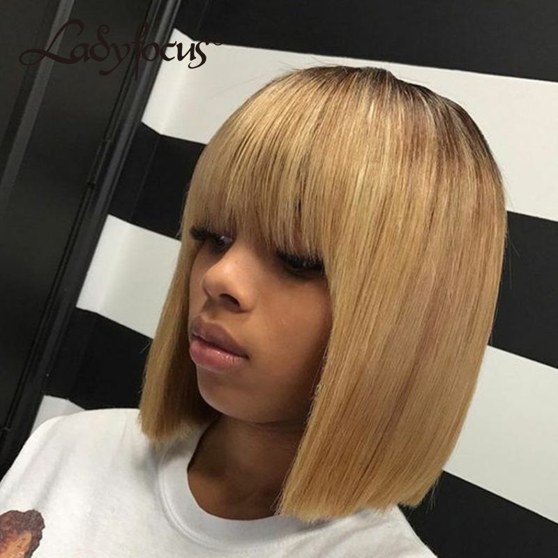 brown bob with bangs wig