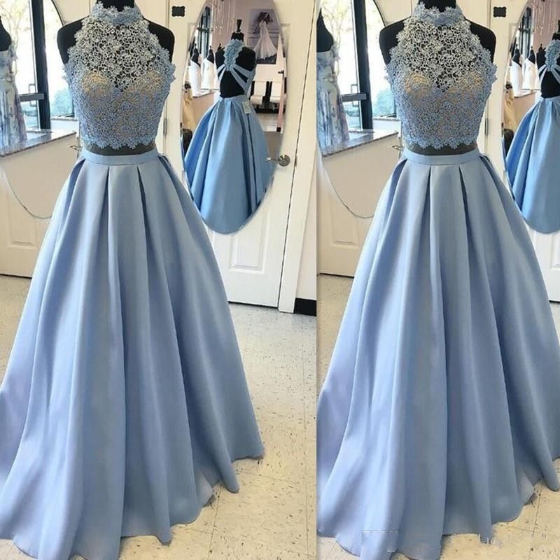 dusty blue satin dress