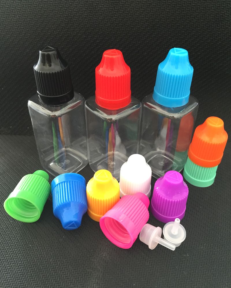 E Liquid Bottles Square Shape 10ml PET Dropper Bottle With Child Proof