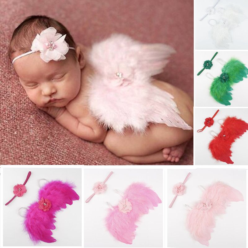 Cute Infant Toddler Baby Angel Fairy Feather Wings Props Costume Dress Hot