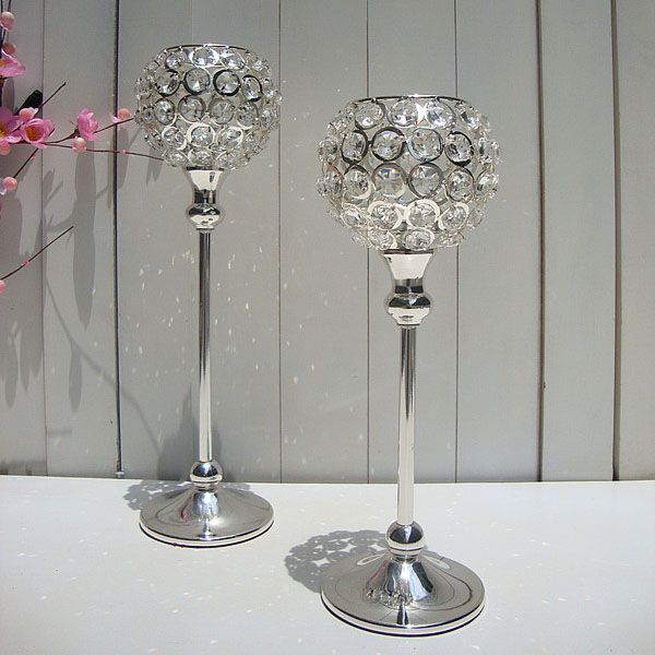 Cheap Wedding Crystal Globe Votive Candle Holder Metal Candle Stand
