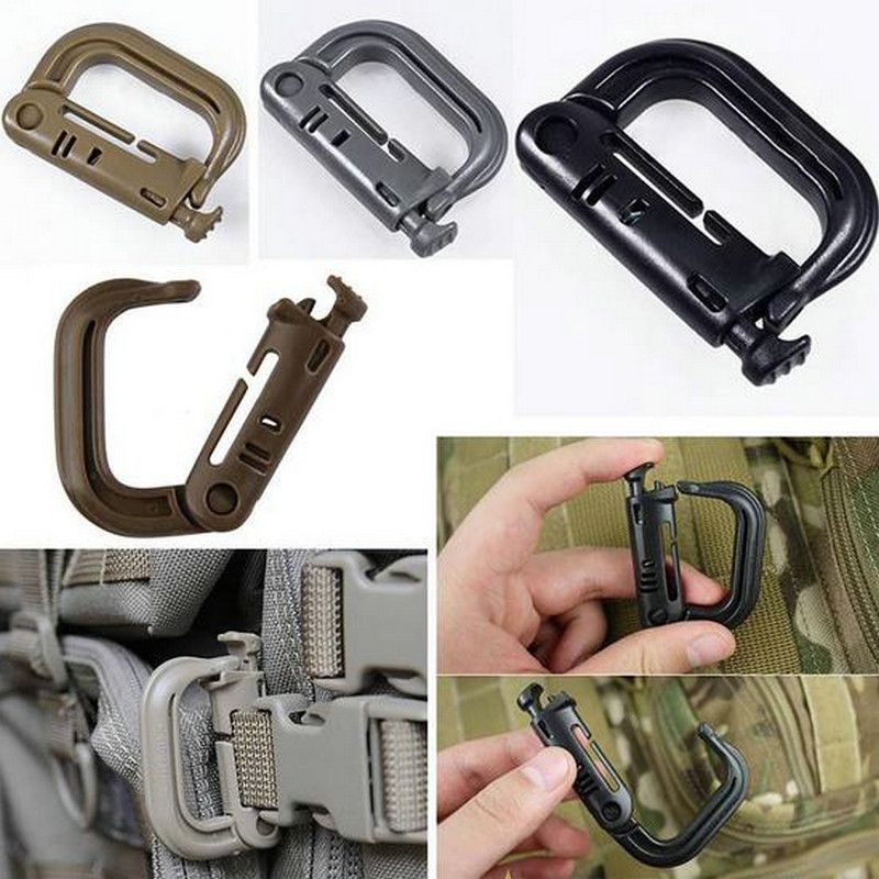 Grimloc Molle Carabiner D Locking Ring Plastic Clip Snap Type Ring