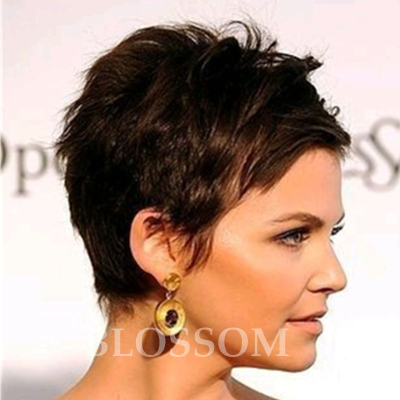 New Short Pixie Cut Human Natural Hair Wig Rihanna Full Lace Front