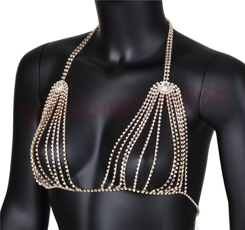 Crystal Statement Body Chain Ch Women Hollow Bra Chain Brassiere Body Jewelry