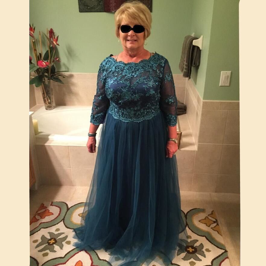 teal mother of the bride dress