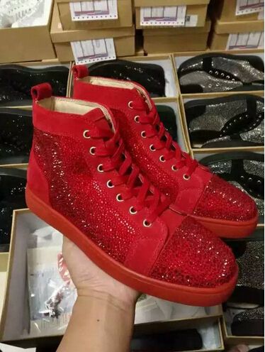 red rhinestone sneakers