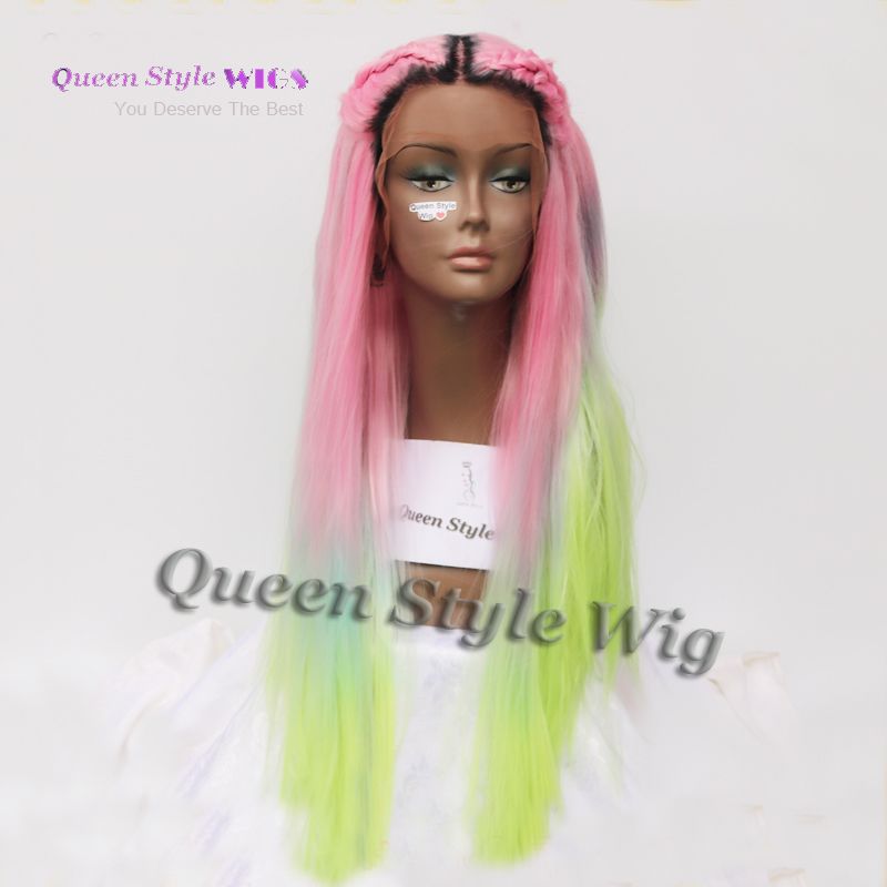 Mermaid Colorful Rainbow Hair Wig Synthetic Pastel Rainbow Color