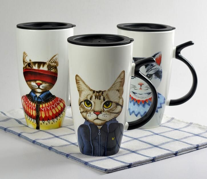 satin al karikatur kedi kupalar el yapimi yaratici seramik kahve kahvalti sut su kupa porselen fincan ev drinkware benzersiz hediye 02 tl121 09