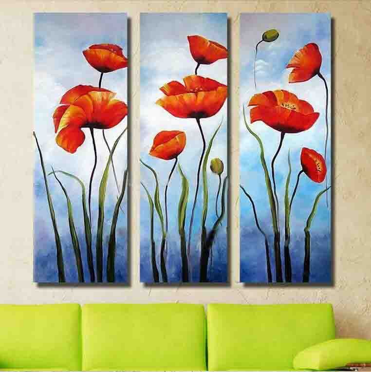 Red and Blue Abstract Canvas Art/modern Abstract Canvas/set of 3