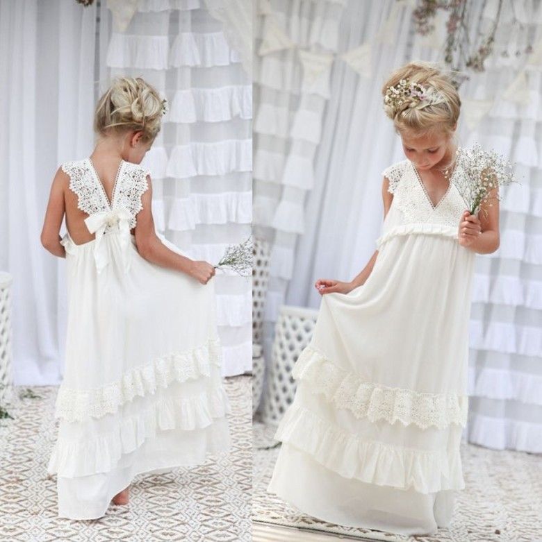 white boho girls dress