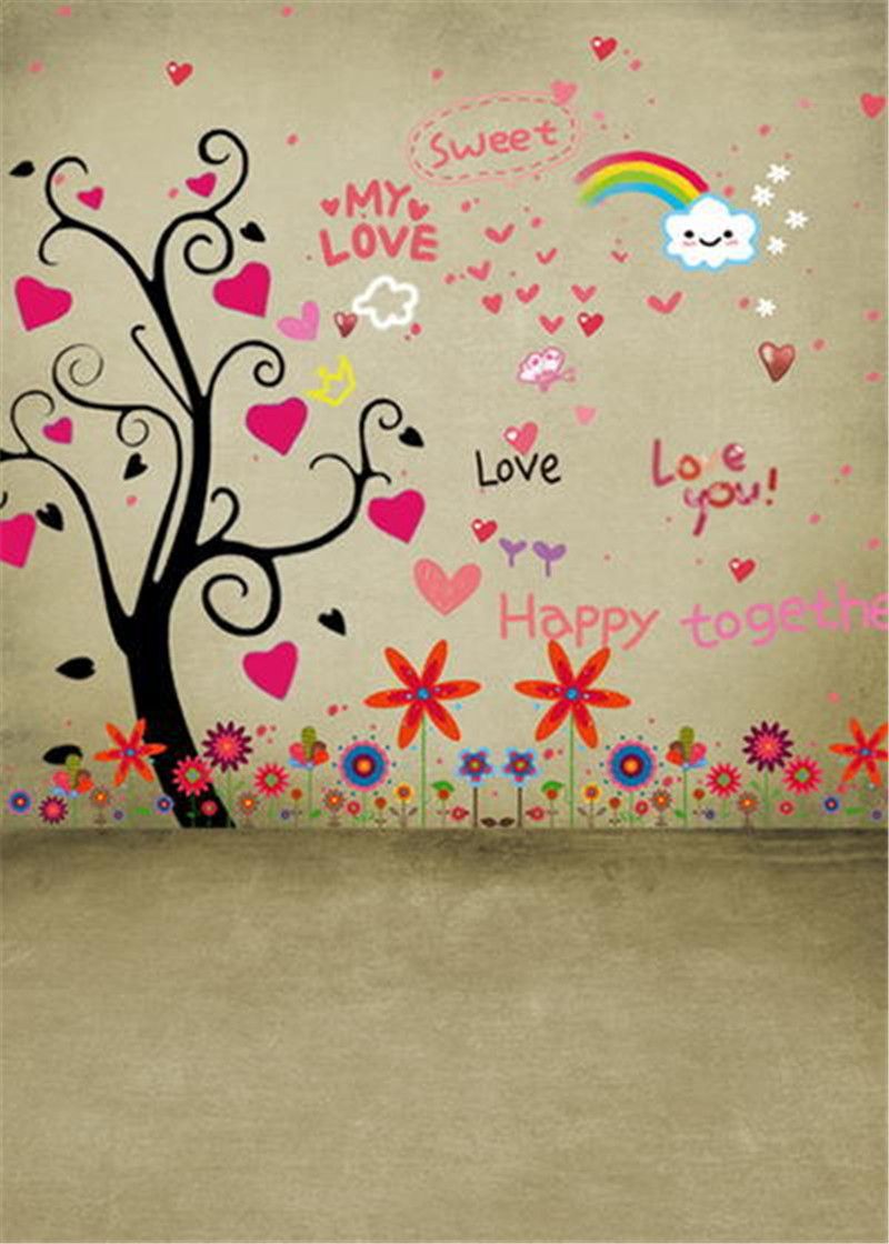Wholesale Stylish And Cheap Brand Computer Printed Drawing Graffiti Wall Photography Backdrops Vinyl Love Tree Rainbow Valentines Day Kids Party Photo Studio Background Dhgate Com