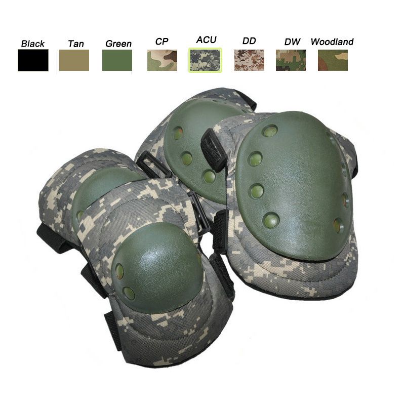 Tactical Knee Pads Protective Military Army Airsoft Paintball Woodland Camo