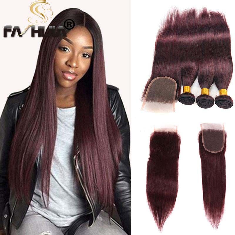 Burgundy brazilian straight hair 99j brazilian hair bundles with closure rubin red human hair lace closure for black women bleached knots Burgundy brazilian straight hair 99j brazilian hair bundles with closure rubin red human hair lace closure for black women bleached knots