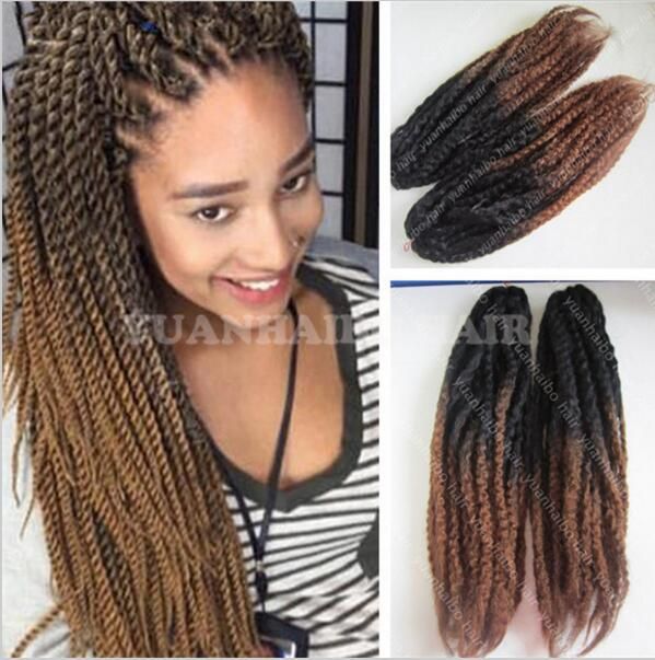 Ombre Marley Braid Kanekalon Synthetic Braiding 20 Black Brown Two