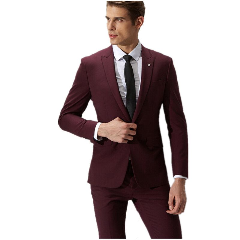 Compra Vino Tinto Traje De Los Hombres De La Moda Formal Venta Caliente Un  Botón Trajes Slim Fit Hombres Trajes De Boda Trajes De Etiqueta Chaqueta +  Pantalones Barato | Entrega Rápida