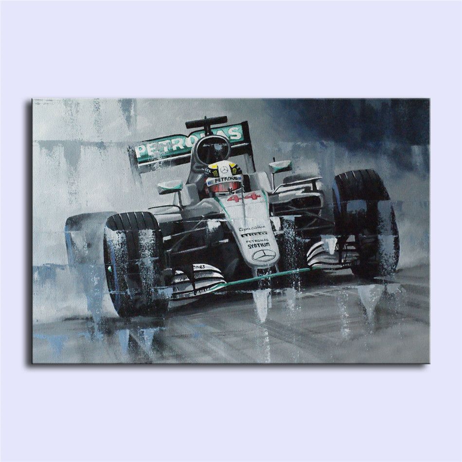LEWIS HAMILTON FORMULA 1 PHOTO PRINT ON WOOD FRAMED CANVAS WALL ART