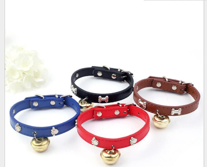 2021 Hot Sale Puppy Dogs Collar Bell PU Leather Cat Supply Collars Pet