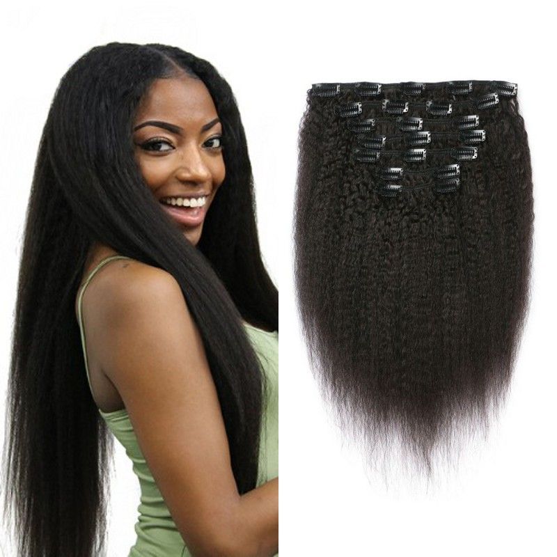 human hair clip in extensions for black women