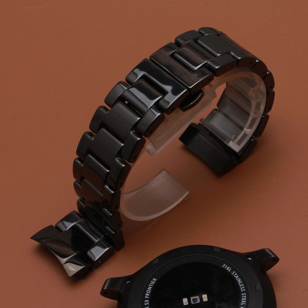 High Quality Watchbands For Samsung Gear S3 Black Ceramic Polished