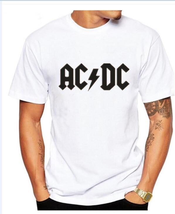AC/DC Hommes T-shirt blanc Acdc ROCK BAND Fan Tee Logo Shirt