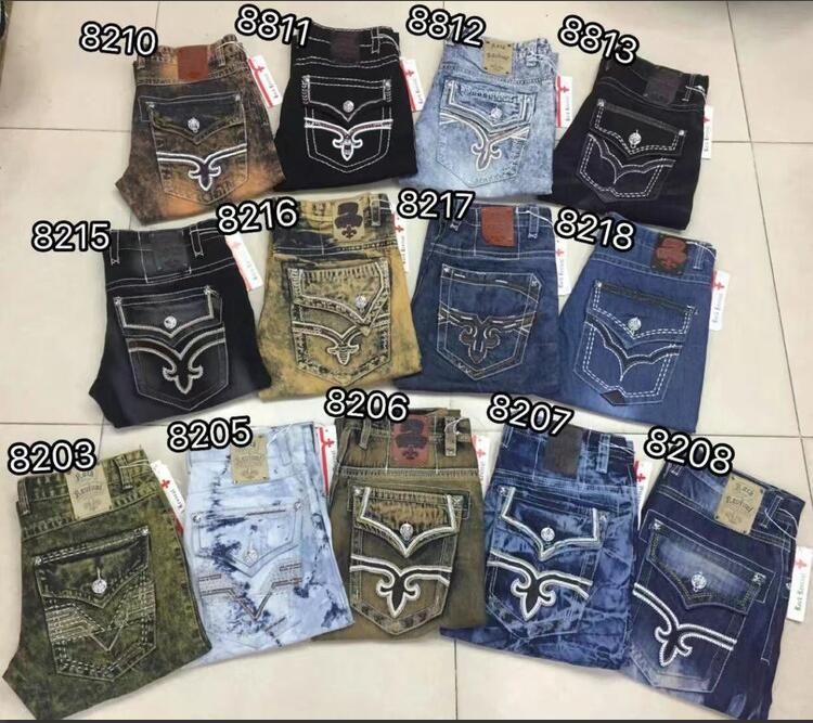 Los pantalones vaqueros cristalinos Robin Rock Revival Jeans del envío libre de los hombres liberan