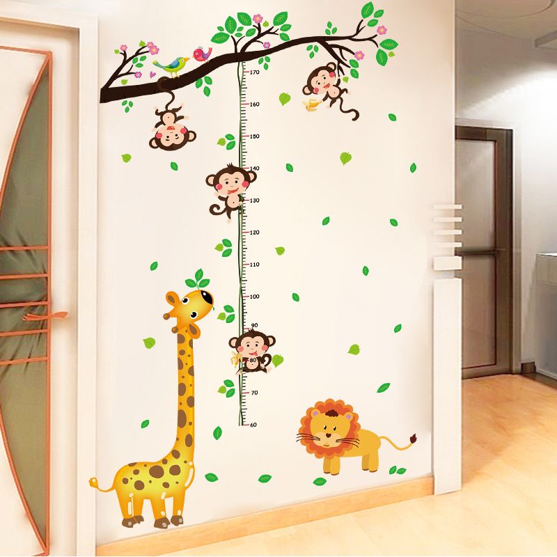 The Monkey Climbing Height Height Stick Children Bedroom Wallpaper Cartoon Wall Stickers Giraffe Kindergarten Wall Stickers Wall Art For Baby Nursery