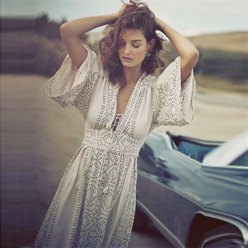 White Boho Chic Women Dress New Print Summer Sexy V Neck Flare Sleeve Long Bohemian Beach Maxi Dresses Elegant Casual Party Dress Womens Sun Dresses Cheap Evening Dress From Yitomes Womenapparel 35 18 Dhgate Com