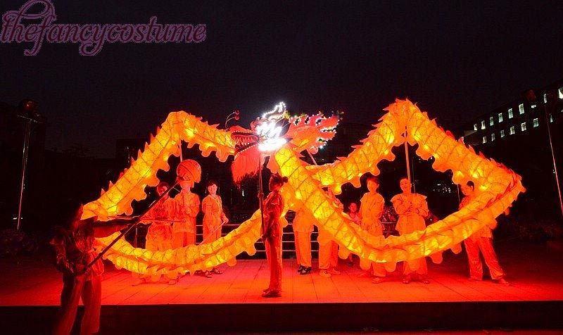 6m 4 adult DRAGON DANCE ORIGINAL Chinese Folk Festival Costume  Led Lights