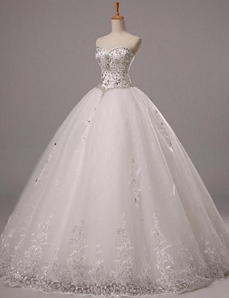 Compre Vestido De Bola Vestido De Novia Brillo Brillo Longitud Amoroso Tul  Con Apliques Abalorios A 155,14 € Del Lucydong0424 | Es.Dhgate.Com