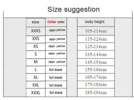 Taekwondo Uniform Size Chart