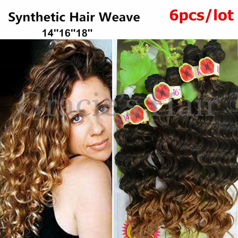 2019 14 16 18inch Deep Wave Synthetic Hair Weave Bundles Brazilian
