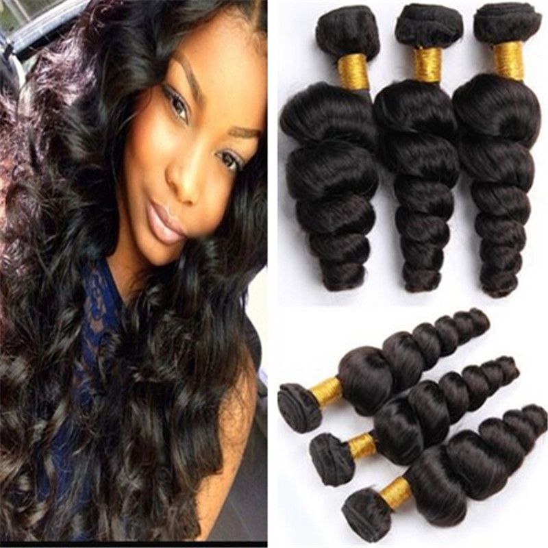 Brazilian Loose Wave Human Hair Bundles 8a Loose Curly Hair Weave