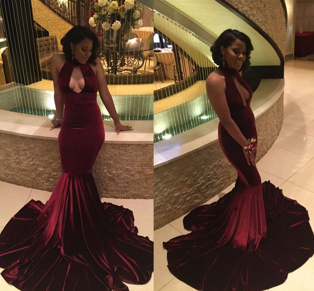 Cheap Wine Red Mermaid Prom Dresses 
