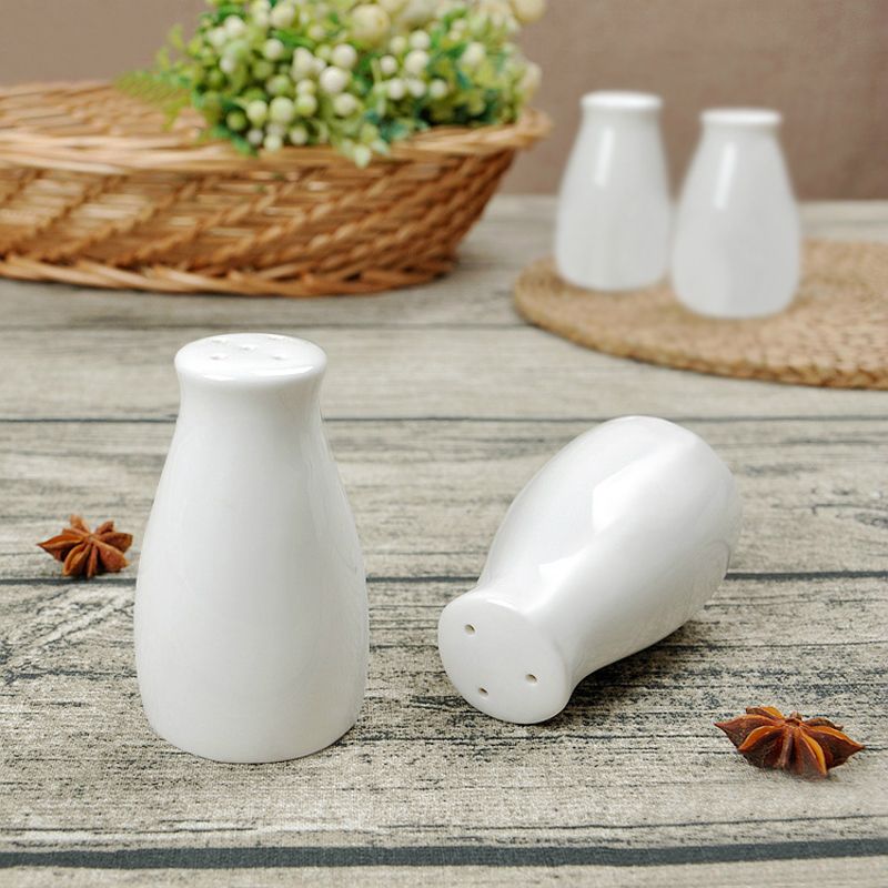 2020 Porcelain Salt And Pepper Shakers Pure White Bone China In Salt