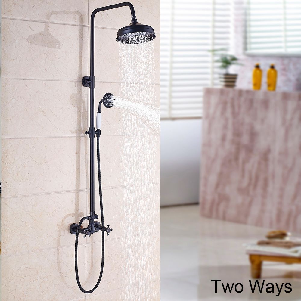 2020 Oil Rubbed Bronze Shower Faucet Set Round Rainfall Shower